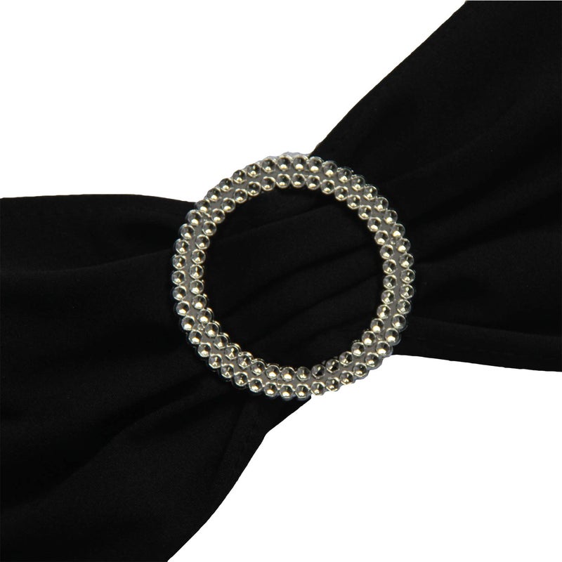 WELMATCH Black Spandex Chair Bands Sashes - 50 pcs Wedding Banquet Party Event Decoration Chair Bows Ties (Black, 50 pcs) - Image 2